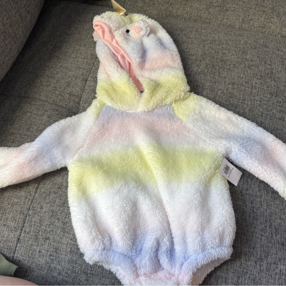 Pastel Striped Baby Onesie with Hood